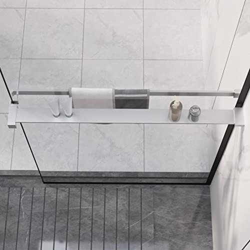 Homgoday Étagère de douche pour mur de douche Walk-en chrome 80 cm aluminium, mur de douche fixe, groupe de douche mural, mur de douche coulissant, mur douche walk-in pour salle de bain