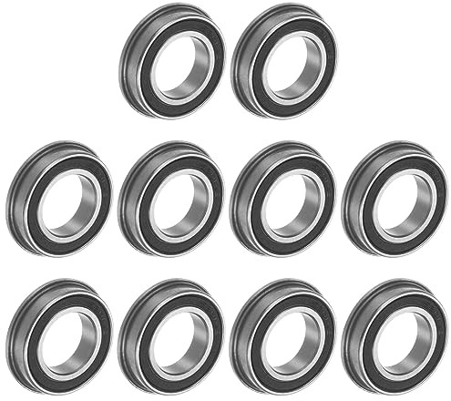 QUARKZMAN 10 Stück F6801-2RS Flanschkugellager 12x21x5mm Rillenkugellager Doppelsiegel Chrom Stahl Flansch Lager für DIY, Werkzeugmaschinen, 3D Drucker
