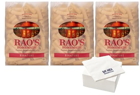 Rao's Homemade Rigatoni, (16 ounce pack of 3) with Bay Area Marketplace Napkins
