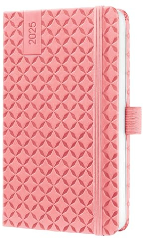 SIGEL J5110 Wochenplaner Jolie 2025, ca. A6, rose, Hardcover, Gummiband, Stiftschlaufe, Einstecktasche, 174 Seiten, vegan, Kalender aus nachhaltigem Papier, Terminplaner