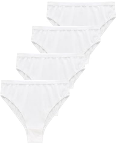 Kiench UClokrm Mädchen Ballett Slips 4er-Pack Tanz Unterhosen Baumwolle Unterwäsche für Kinder und Damen Weiß EU Größe 122-128/6-7 Jahre Etikett 130