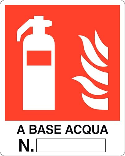 GLOBAL CARTELLO SEGNALETICO - ESTINTORE A BASE ACQUA N.__ - Adesivo Extra Resistente, Pannello in Forex, Pannello In Alluminio (10x15 cm, Alluminio)