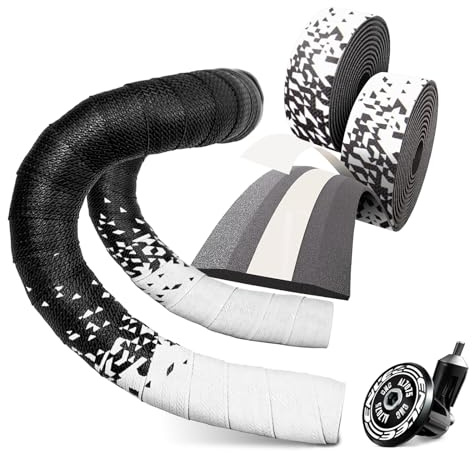 Kakveiai Nastro Manubrio Bicicletta, Bicycle Cycling Nastro, per MTB e bici da corsa, antiscivolo e ammortizzante, avvolgete il vostro manubrio (Bianco)