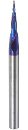 sourcing map Tapered Ball Nose End Mill CNC Router Bit, 1/64 Radius 1/4 Shank Solid Carbide Nano Coated Upcut Spiral 2 Flutes Cutter Milling Tool, 1/32 Dia 3 Total Length