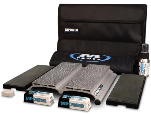 SB2 Double Diamond Sharpening Stone Set - Knife Sharpener, Chisel, Plane Blade and Cutting Tool Sharpener - MPOWER Tools - Diamond Side by Side (300/1200 Grit) (600/1200 Grit)