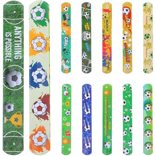 WMUVAZA Bracelets Slap, 12 pièces Slap bracelets, gadgets de football, bracelets pour enfants, gifle, bracelets pour anniversaire, fête, cadeaux pour enfants, filles, garçons