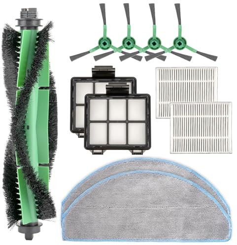 (11 Pack) Combo 2 Essential Replacement Parts Compatible with iRobot Roomba Combo Essential Robot Y0112 Y0110 Accessories, 1 Roller Brush, 2 Mop Pads, 2 HEPA Filters, 2 Pre Filters 4 Side Brushes