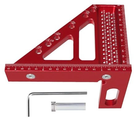 Gehrungs-Dreieckslineal, Winkelmesser für die Holzbearbeitung,Quadratisches Lineal aus Aluminiumlegierung, hochpräziser -Winkelmesser | Robustes, vielseitiges Vierkantwerkzeug für die Holzbearbeitun