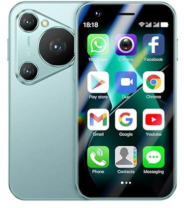 SOYES P70 Pro Max Mini Android Smart Phone Display 3.0 Pollici Doppia Fotocamera Dual SIM Play Store 3G Piccolo Smartphone (Verde)