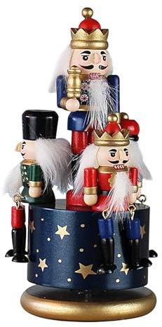 Décoration de Noël musicale, boîte à musique amusante, figurines casse-noisettes peintes à la main, décorations de Noël rotatives, casse-noisette de Noël coloré, 11 x 11 x 20 cm pour la maison,