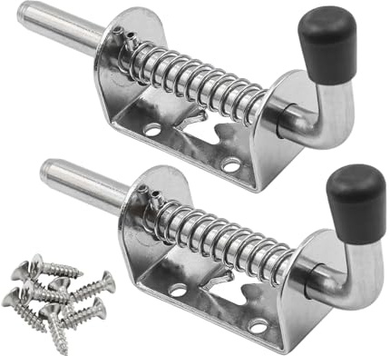 Litensh 2pcs Goupille de loquet à ressort Loquet Porte en acier Inoxydable, Verrou à Ressort de Portail Loquet de Porte Boulon Verrouillage pour Grange Garage Intérieur Jardin Armoire 128mm argenté