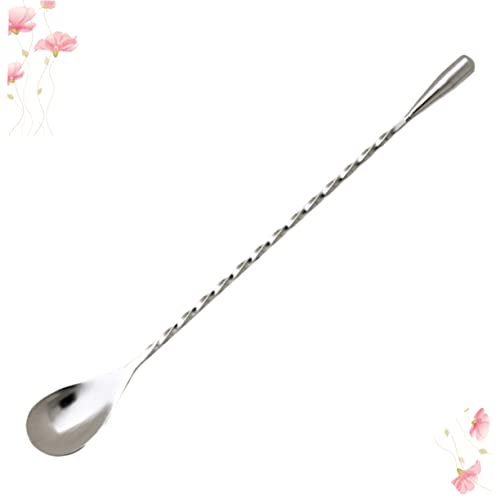 SECFOU 3piezas Cucharas Mezcladoras De Mango Acero Inoxidable Unidades para Cócteles Hielo Leche Té y Postre