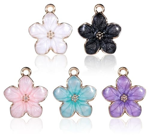 Piriuuo 25 Stück-emaille Blumenanhänger, Schmuckherstellung-Anhänger mit bunten Blumen-Themen und Gänseblümchen-Charms für Halskette, Ohrringe, Armbänder, DIY-Basteln