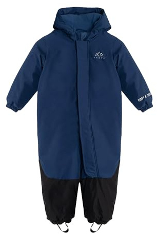 KADVA Kinder Skianzug KIKO Jr in Marineblau Größe 92 Ski Overall für Jungen Wasserdicht Winddicht mit Reflektoren und Kapuze Fleecefutter