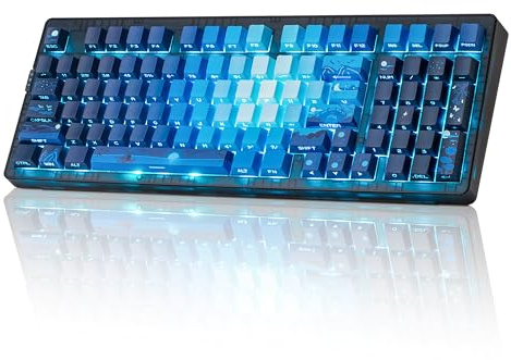 ZORNHER ZH980 Clavier mécanique, 95 % bleu crémeux avec pavé numérique, clavier de jeu personnalisé hot-swappable, touches PBT à sublimation de teinte avec rétroéclairage traversant, commutateurs