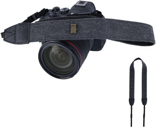 Rollei Kameragurt Schwarz, 84cm-135cm Verstellbare Kamera Schultergurt mit 3,9 cm Breite Nackengurt Ca.10 kg Traglast für Alle DSLR-Kameras Nikon Canon Sony Lumix Fujifilm Olympus Kamera