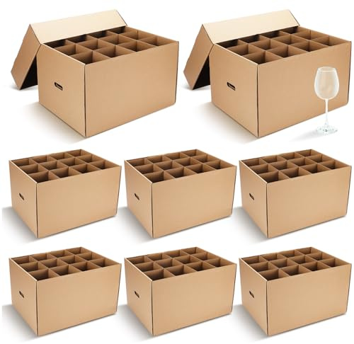 Feifeiya 4 Pack Wine Glass Moving Boxes Kitchen Moving Boxes with Handle Kitchen Kit with Lid for Dish Glassware(20 x 15 x 12 Inch,8 Pack)
