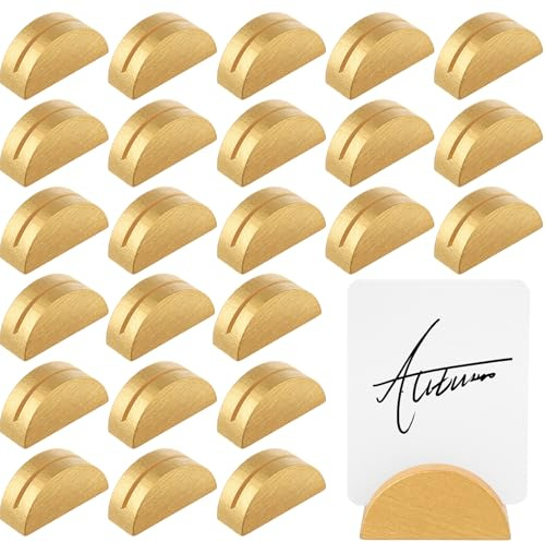Colingmill 24 Pcs Gold Table Number Holders Place Card Wooden Indoor Lightweight Wedding Table Name Holder Semicircular Design Stands Office Tag Photo Menu Clips Banquet Birthday Party Restaurant
