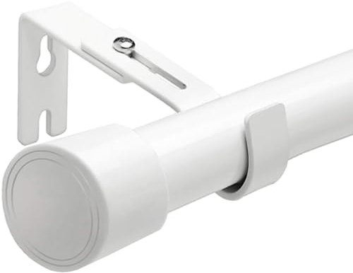 barra cortina extensible barra cortinas para cortinas para salón dormitorio cocina 72-220 cm (blanco Φ25 mm)