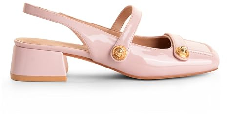 Slingback Mary Jane Heels for Women Low Block Heel Closed Square Toe Pump Shoes Heels Classic Daily Office Dressy Shoes