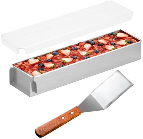Mafagwre Backrahmen Eckig Verstellbar, Tiramisu-Kuchenform Mit Pfannenwender, Backrahmen Rechteckig Mit Acrylabdeckung, Antihaft-Backkuchen-Modell Für Tiramisu Brownie Broten (A)