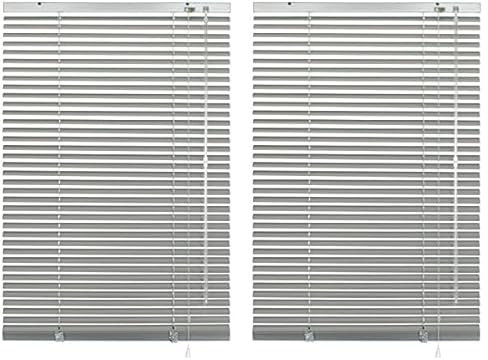 Deco Company Alu-Jalousie ohne Bohren, Zum Klemmen, Inkl. Klemmträgern, Sichtschutz, Lichtschutz, Blendschutz, Aluminium-Jalousie, Silber, 100 x 220 cm (Packung mit 2)