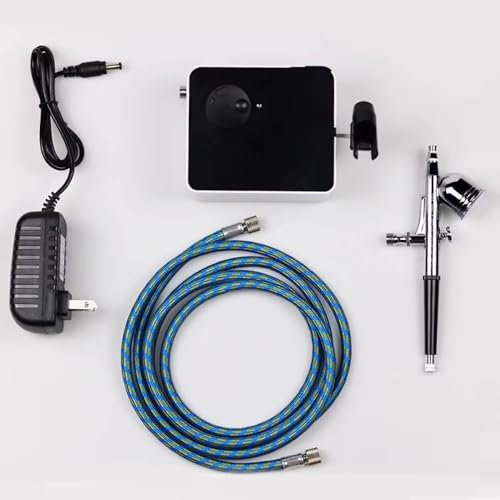 LeTkingok Mini Compresseur D'aérographe de Bureau, Démarrage/Arrêt Automatique, Fonctionnement Silencieux 47dB, Pression Réglable avec Protection Thermique