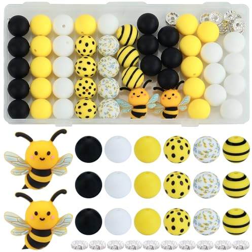WEWAYSMILE Lot de 45 perles focales en silicone de 15 mm en forme d'animal 3D pour stylos - Perles en silicone imprimées en vrac pour la fabrication de porte-clés bracelets et autres travaux manuels