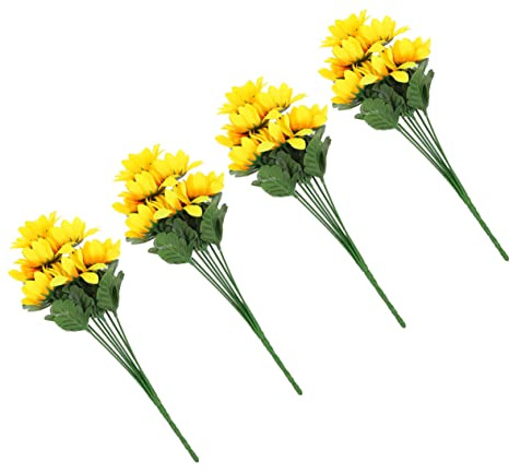 Alipis 4mazzi Bouquet Di Girasoli Finti Decorazione Ramo Di Girasole Artificiale Accessorio Per Composizione Floreale Centrotavola Fai Da Te Girasole Realistico Da Tavolo Bouquet Di Giras