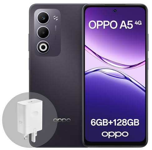 OPPO A5 4G 6Go RAM + 128Go ROM, Smartphone débloqué avec IA, écran 6,67 Pouces 90 Hz, Appareil Photo 50 Mpx AF, Batterie 6000 mAh, IP65, Midnight Purple