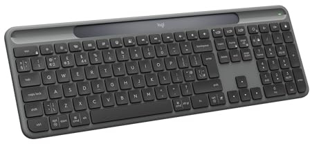 Logitech Signature Slim Solar+ K980 for Business Wireless Keyboard | Quiet Typing, Secure Receiver, Bluetooth, Windows, Mac, QWERTY UK - Graphite