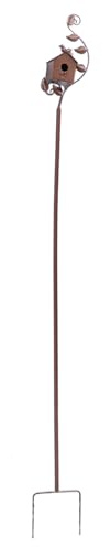 generic Wrought Iron Bird House with 4 Poles & Ground Stake - 7.7inch Outdoor Garden Decoration to Attract Hummingbirds, Durable Metal Birdhouse for Patio/Backyard