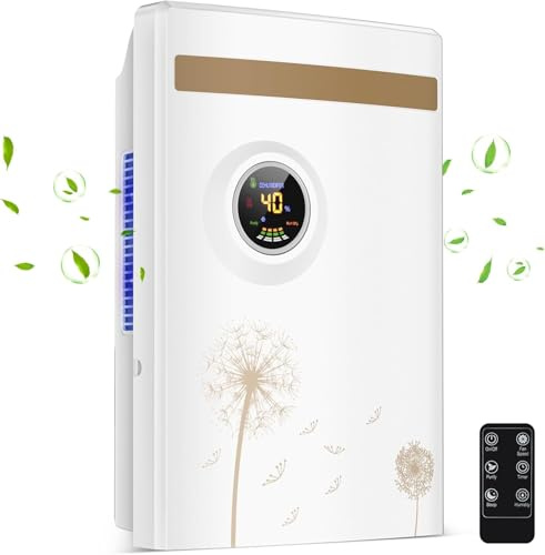 Deumidificatore Casa 2200ML, Deumidificatore Portatile Muffa Silenzioso, Spegnimento Automatico, Sbrinamento Automatico,Timer, Purificazione UV, con Telecomando per Camera da Letto, Bagno, Ufficio
