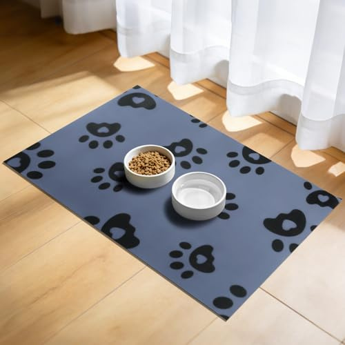 APXEL Tappetino Ciotola Cane Gatto, 40 * 60 cm Sottociotola per Cani Antiscivolo Terra Di Diatomee, Tappetini per Alimenti per Animali, Tappetino Assorbente per Ciotola D'acqua Facile Da Pulire（Blu）