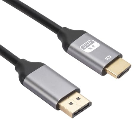 YUEHISY Cable DisplayPort a HDMI, 8K 60Hz, 4K 120Hz, Cable de Transferencia de Señal sin Pérdidas de Alta Velocidad de 1,8 M, para PC, TV, Proyector, Pantalla