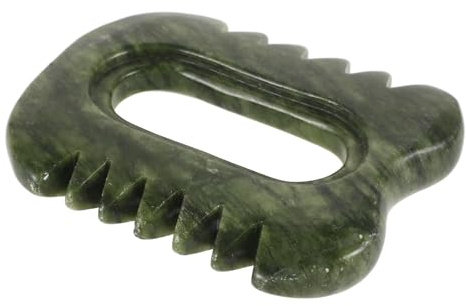 UKCOCO Peine de Piedra Natural para Masaje Gua Sha de Cuero Cabelludo y Hombros, Diseño Práctico y Elegante para Relajación y Bienestar