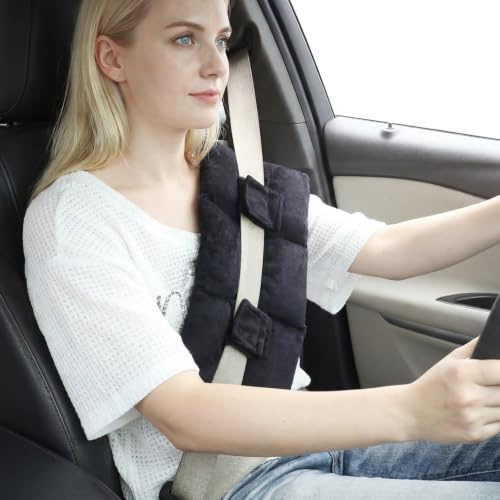 Seat Belt Surgery Pillow For Mastectomy Hysterectomy, Black | Soft Cotton Filling, Hook-And-Loop Fit, Helps Cushion Seat Belt Pressure After Mastectomy or Abdominal Surgery