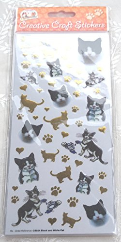 CAT Craft Stickers - Black & White CAT - for Scrapbooking, Card Craft ETC