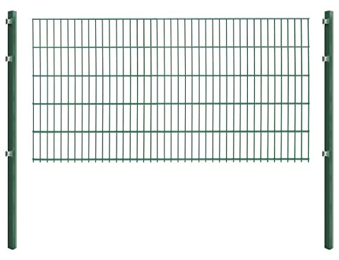 Doppelstabmattenzaun - Komplettset inkl. Pfosten und Montagematerial - Verschiedene Längen und Höhen – Grün oder Anthrazit (L 4 m | H 103 cm | Grün)