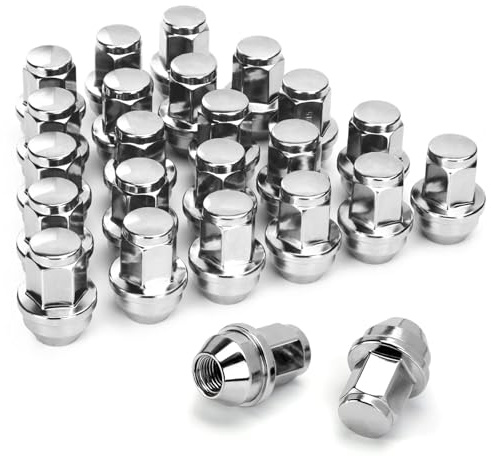 dynofit 24pcs 14x1.5 OEM/Stock Lug Nuts for 2015-2019 Expedition/F-150, M14-1.5 One-Piece Design Factory Chrome Wheel Lugnuts for Lincoln 2015-2023 Navigator, 21mm Hex Anti-Rusting Updated