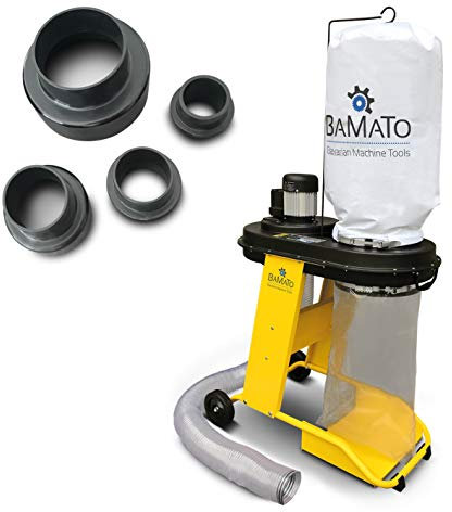 BAMATO Absauganlage AB-550 | inkl. Adapter Set | 230 V Elektromotor | 2,30m langer und flexibler Absaugschlauch | 1150 m³/h Absaugleistung | Integriertes Fahrwerk | Späneabsauganlage für Holz