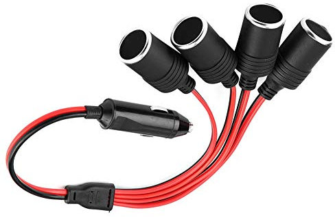 Verteiler Zigarettenanzünder, 4 Fach Zigarettenanzünder Stecker Verlängerung 12V/24V 4-Wege Autoladegerät Auto KFZ Zigarettenanzünder Adapter Steckdose Splitter Adapter an Buchse Verlängerung Kabel