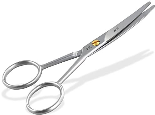 Fellschere Pfotenschere Hundehaarschere Abgerundet 12 cm Haarschere mit gebogener Schnittfläche zur optimalen Fellpflege für Hunde, Katzen und weitere Haustiere - Rostfreier Edelstahl Silber