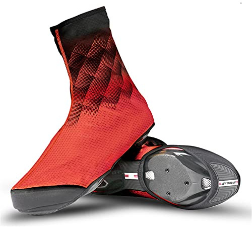 Sebasty Copriscarpe Impermeabili da Equitazione,Copriscarpe Caldi per Bicicletta,Copriscarpe con Lucchetto per Mountain Bike,Antiscivolo e Resistente all'Usura,Riflesso Notturno,Red-XLarge