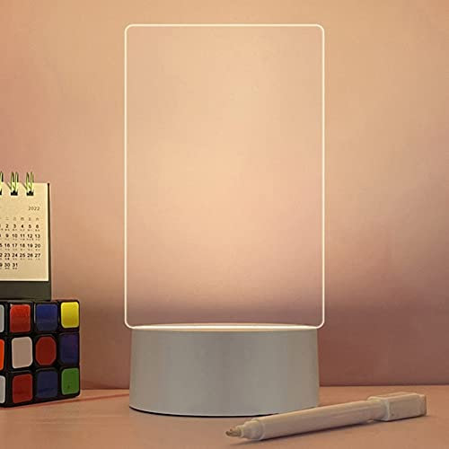 Starnearby Panneau de Notes en Veilleuse Créative LED avec Stylo, Tableau d'affichage en Acrylique Effaçable à Sec Lumineux, Tableau de Notes Créatif LED, Tableau à Message Lumineux Décoration