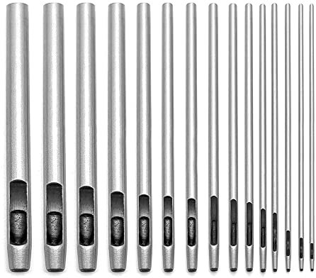 YDHfdc Perforadores de Cuero 15 Pcs Punzón Hueco Redondo 0.5-6mm Herramienta de Hueco de Perforación Punzón para Correas de Cuero Correa de Lona Ojal de Papel Plástico