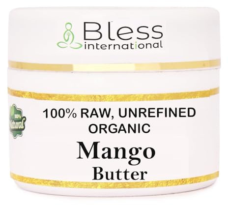 Mantequilla de mango cruda orgánica 100% pura, natural y sin refinar, hidratante para la piel para cara, cuerpo y cabello, 4 onzas, 115 gM, marfil/blanco, grado A, cremas, bálsamos, lociones, jabones