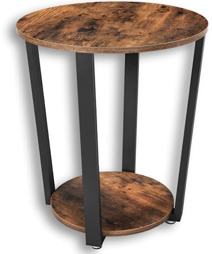 holz4home® Beistelltisch Lorie I Runder Wohnzimmertisch Ø50cm I Industrial-Look Braun I Vintagetisch Teetisch Vintage Sofatisch I Moderner Beistelltisch Fernsehtisch
