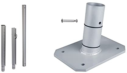 Windhager Sonnensegelmast Premium & Terrassenhalterung Premium, Sonnensegel Befestigung, Halterung für Segel, Sonnensegelmast, witterungsbeständig, 10708, Silber