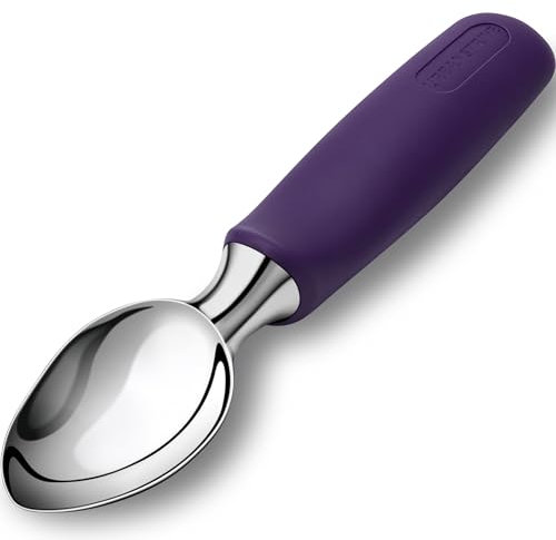 Urbanstrive Ice Cream Scoop Stainless Steel, Ice Cream Scooper Professional Large Ice Cream Scoops With Non-Slip Rubber Handle, Ice Cream Spade for Cookie Dough, Gelato, Sorbet, Melon, Purple